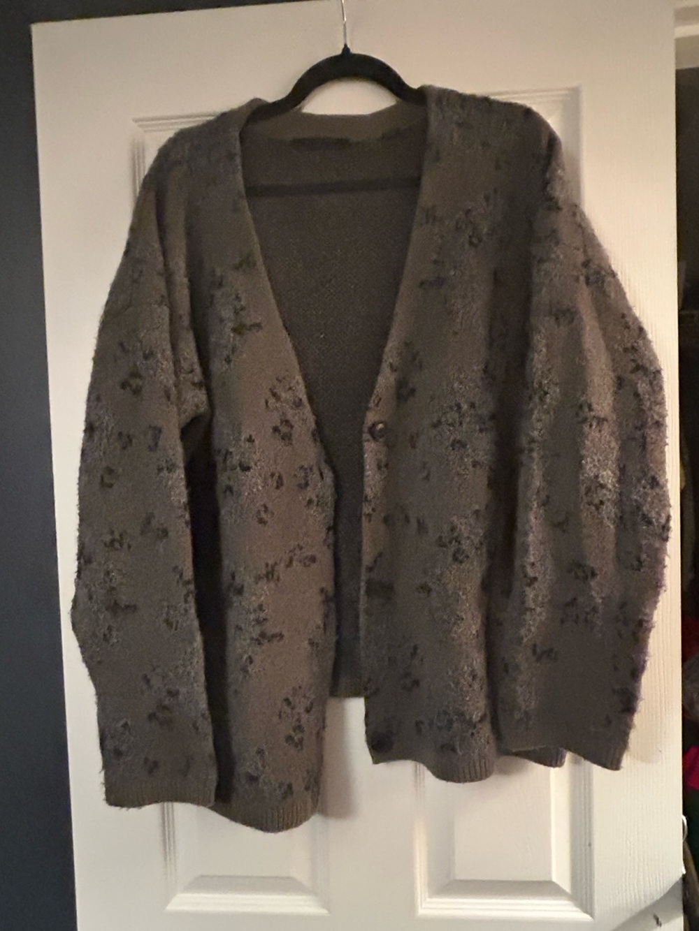 All Saints Gray Floral-Texture V-Neck Cardigan